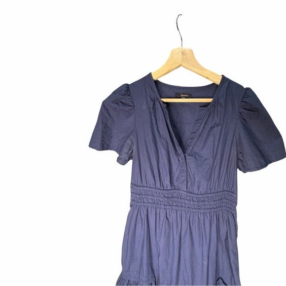 Quince 100 Organic cotton Navy Tiered Maxi dress Medium - Picture 3 of 8